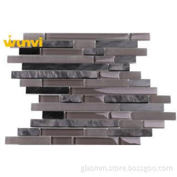 Classical Dark Brown Glass And Metal Mosaic Tile With Acid